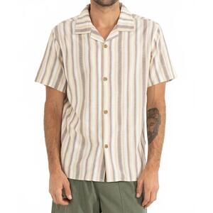 NEW RHYTHM. vacation shirt in tobacco stripe